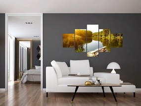 Obraz - Jezioro w pobliżu lasu (125x70 cm)
