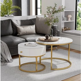 Zestaw stolików kawowych  biały marmur 70x70x48 madrid