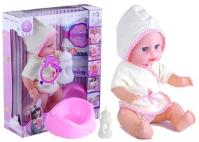 Lalka bobas w szlafroku butelka nocnik pampers gra