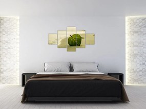 Obraz liścia w piasku (125x70 cm)