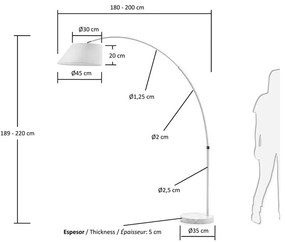 Biała lampa stojąca z tekstylnym kloszem (wysokość 189 cm) May – Kave Home