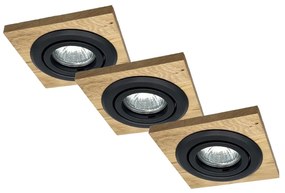 ZESTAW 3x Oprawa wpuszczana TOBBY 1xG9/20W/230V 11,5x11,5 cm dąb/czarny