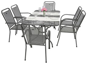 Metalowy zestaw ogrodowy SAVANA I. 1 + 6 Stół prostokątny 160x95 cm (CT0311)