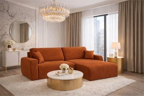 Narożnik z funkcją spania i pojemnikiem Ariel XL, tkanina welurowa Salvador, Brązowy, Prawy