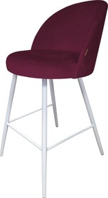 Hoker TRIX krzesło barowe tkanina Welur podstawa metalowa : Kolor nogi - Biały stożek, Kolor tkaniny - VELVET - MG02, Typ siedziska - Siedzisko stałe