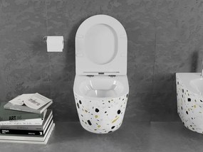 Mexen Lena miska wc Rimless z deską wolnoopadającą slim, duroplast, biała kamień terrazo - 30224096