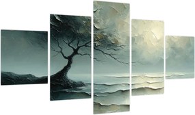 Obraz - Obraz olejny przedstawiający drzewo z oceanem (125x70 cm)