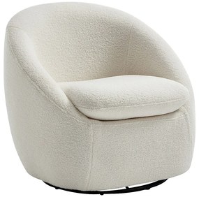 Fotel obrotowy z białej tkaniny z bukli  NETALIO