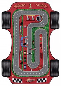 Dywan dziecięcy Play Bolid czerwono-czarny antypoślizgowy do prania 80 cm x 120 cm