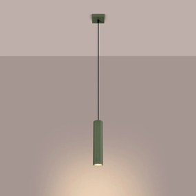 Lampa wisząca KARBON 1 zielona oliwkowa ryflowana SOLLUX  LIGHTING