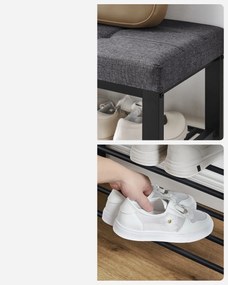 Szafka na buty z ławką i szarym siedziskiem MOBRIX 81x49 cm, czarna