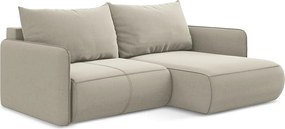 Narożnik prawostronny z funkcją spania - z tkaniny welwetowej - perłowy - NANEA