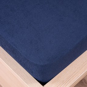 4Home Prześcieradło frotte ciemnoniebieski, 90 x 200 cm