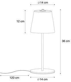 Nowoczesna lampa stołowa czarna z opalowym szkłem, w tym LED z 3-stopniowym ściemniaczem - Jent Nowoczesny Oswietlenie wewnetrzne