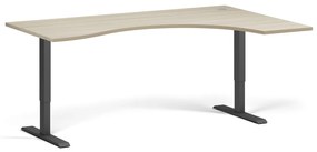 Ergonomiczne biurko z regulacją wysokości, 180x120 cm, 2 silniki, L/P, czarna podstawa, dąb naturalny