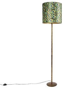 Vintage lampa podłogowa złota z motywem pawia 40 cm - Simplo