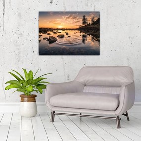 Obraz powierzchni wody o zachodzie słońca (70x50 cm)