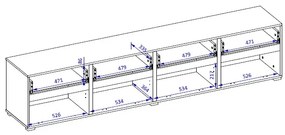Szafka RTV CROSS 4K4S 225cm zielona/czarna HELVETIA