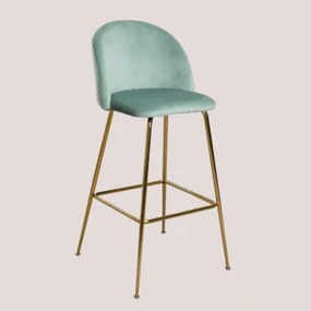 Wysoki Aksamitny Stołek Kana Design Złoto & Verde Abeto & ↑75 Cm - Sklum