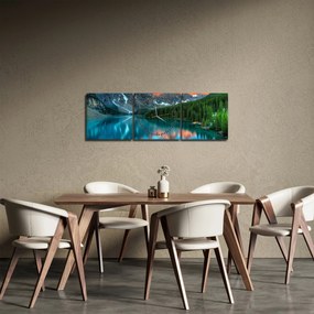 Obraz turkusowego jeziora (z zegarem) (90x30 cm)
