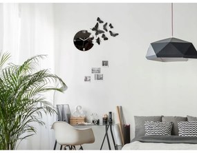 Zegar ścienny nowoczesny do salonu lub sypialni akrylowy czarny z motylami