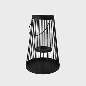 Lampion VERANO metalowa niska czarna 20x30 cm HOMLA