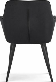 Czarne krzesło welurowe metalowe pikowane E9-T56