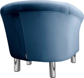 Fotel Milo tkanina Welur wygodny fotel tapicerowany do salonu i sypialni : Kolor nogi - Chrom, Kolor tkaniny - VELVET - MG33, Wysokość nogi - 15 cm
