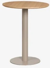 Okrągły Barowy Stół Z Mdf Xiren Ø60 Cm & Naturalny Brąz Drewna – Brąz Mokka - Sklum