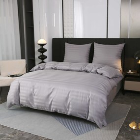 PrzytulneMieszkanie.pl PrzytulneMieszkanie.pl Hotelowa pościel z mikrowłókna JASMINE jasnoszara - pasek 2 cm, hotelowa kieszeń Rozmiar pościeli: 2 szt 70 x 90 cm | 200 x 220 cm