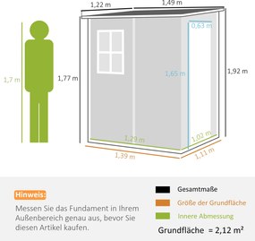 Outsunny Domek na Narzędzia 122x149cm, Ogrodowe z Oknem i Wentylacją, Aluminium, Z Zamkiem, Aosom PL