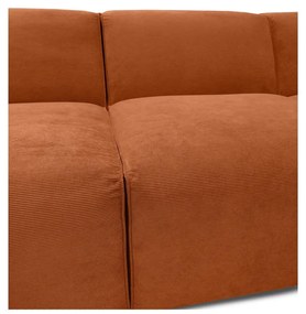 Pomarańczowa sztruksowa sofa modułowa w kształcie litery "U" Scandic Sting, lewostronna