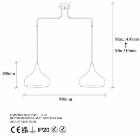 Lampa wisząca Muba - 11551, miedziana