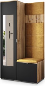 Masseno Garderoba VIRA 95/181/51 cm Nowoczesna Szafa do Przedpokoju Dąb wotan, MONOLITH 48 (Żółty)
