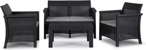 Zestaw mebli ogrodowych Amilio czarny technorattan sofa 2 fotele stolik taras balkon ogród
