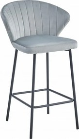 Tapicerowany barowy hoker glamour srebrno szary B5-K09