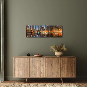 Obraz Manhattanu w nocy (z zegarem) (90x30 cm)
