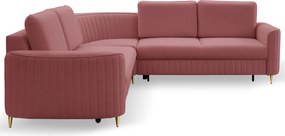 Masseno Narożnik VELA z funkcją spania i pojemnikiem na pościel Narozniki L, Rozkładana sofa - Bordowy, CASTEL 59