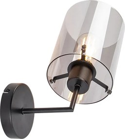 Designerska lampa ścienna czarna z dymionym szkłem - Dome