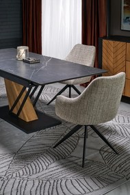 Stół rozkładany spiek czarny marmur/dąb złoty 160-200/90/76 cm VOLANT 160