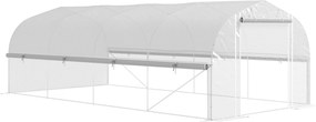 Outsunny Szklarnia 6x3x2 m, z 8 oknami, drzwiami, siatkami przeciw owadom, metalową ramą, Biały