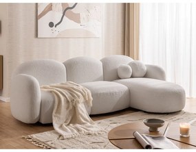 Kremowy narożnik z materiału bouclé (prawostronny/z szezlongiem) Orbit – Ropez