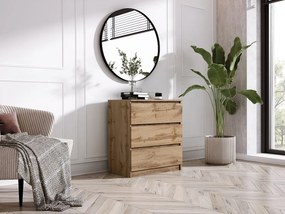 Komoda z 3 szufladami: Dąb Wotan, 70 x 39 x 79 cm