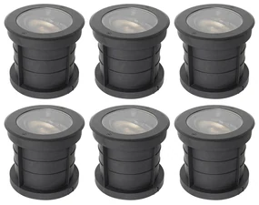Zewnetrzna Set van 6 dimbare buiten grondspots zwart IP65 incl LED - Delux Honey Nowoczesny Oswietlenie zewnetrzne