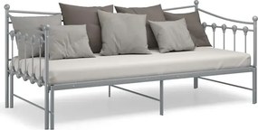 Szare rozkładane łóżko metalowe 90x200 cm H1-N77