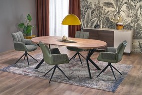 Stół do jadalni okrągły rozkładany płyta orzech/czarny 100-250/100/75 PERONI