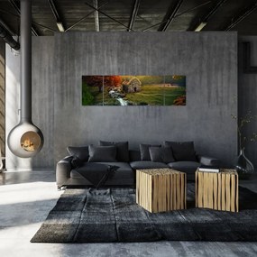 Obraz domku w bajkowym krajobrazie (170x50 cm)