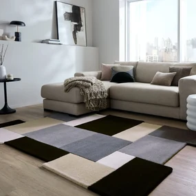 Czarno-szary wełniany dywan tkany ręcznie 120x180 cm Collage Monochrome – Flair Rugs