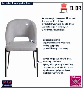 Stylowe szare krzesło na czarnych nogach K6-D40