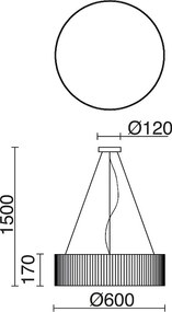 Lampa sufitowa VORADA w stylu nowoczesnym - g?. ø60 cm x wys. 150 cm - LED COB AC 25W - 3540 lm Y 3K - IP20 - syntetyczny plisowany klosz wst?gowy - stal i biel